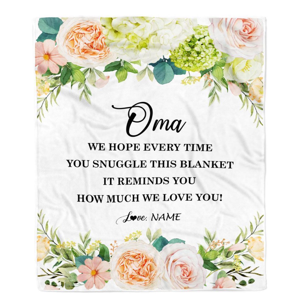 Personalized To My Oma Blanket From Grandkids How Much We Love You Flower Blanket, Mother's Day Blanket, Presents For Her