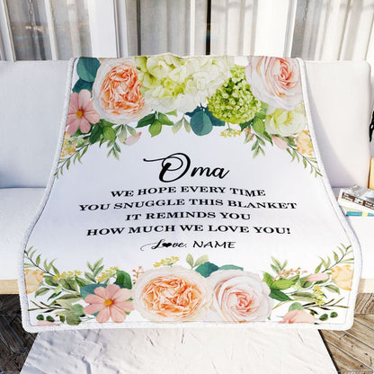 Personalized To My Oma Blanket From Grandkids How Much We Love You Flower Blanket, Mother's Day Blanket, Presents For Her