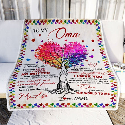Personalized To My Oma Blanket From Grandkids Never Forget That I Love You You Mean The World to Me Blanket, Mother's Day Blanket, Presents For Her