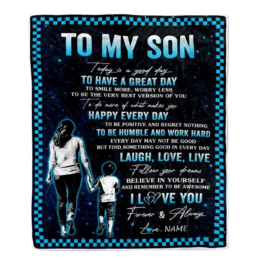 Personalized To My Son Blanket From Mom Dad Mother Every Day Laugh Love Live Blanket, Mother's Day Blanket, Presents For Her