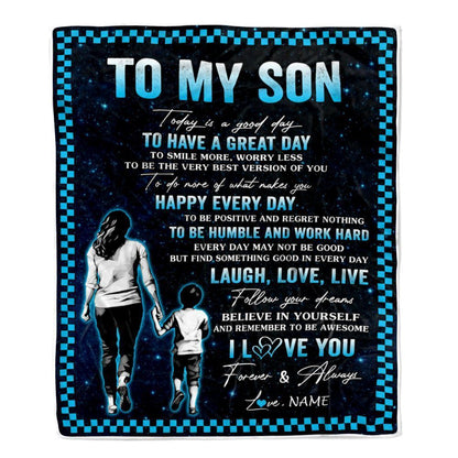 Personalized To My Son Blanket From Mom Dad Mother Every Day Laugh Love Live Blanket, Mother's Day Blanket, Presents For Her