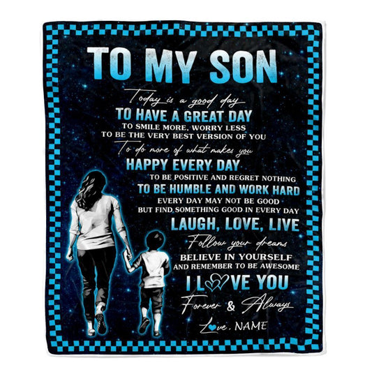 Personalized To My Son Blanket From Mom Dad Mother Every Day Laugh Love Live Blanket, Mother's Day Blanket, Presents For Her