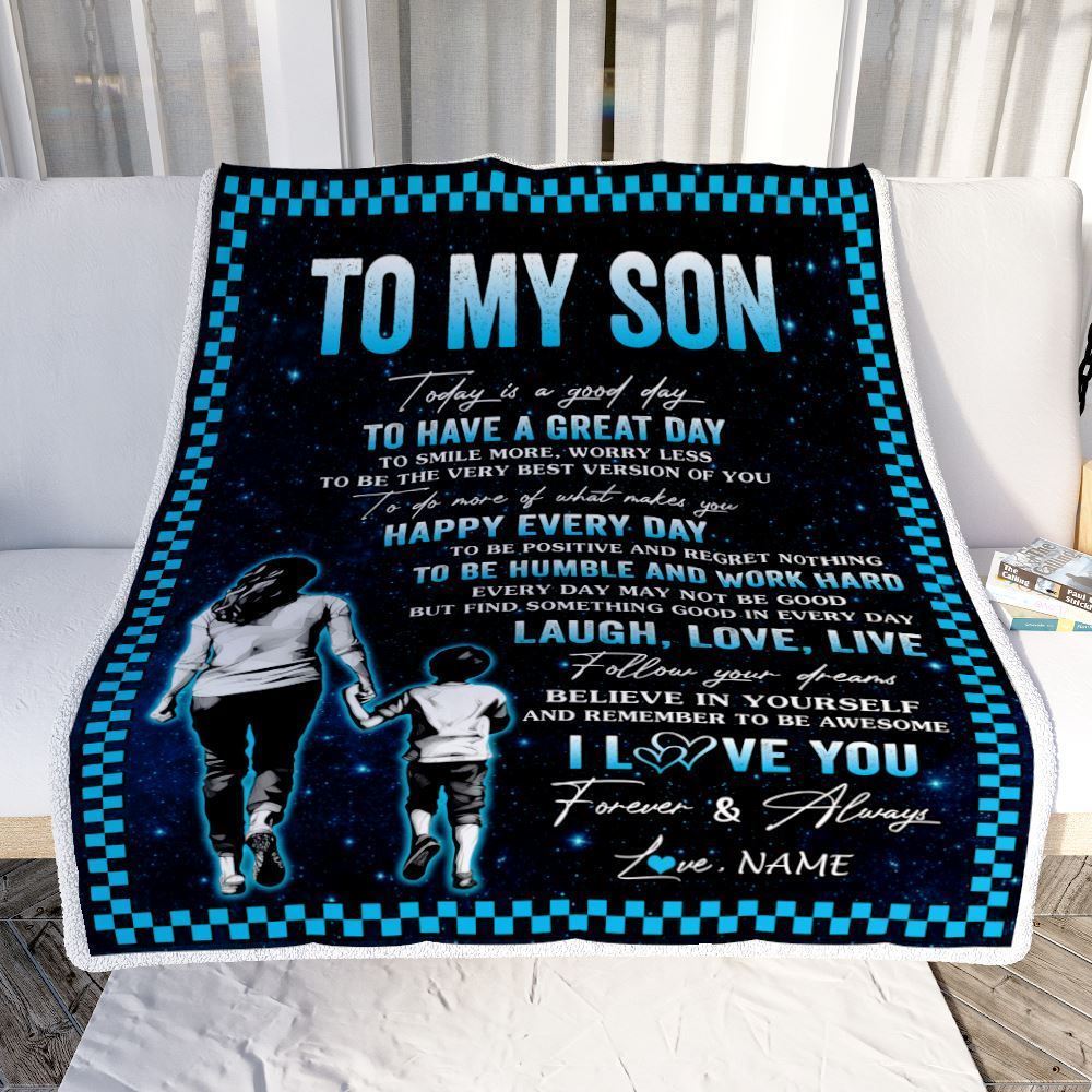 Personalized To My Son Blanket From Mom Dad Mother Every Day Laugh Love Live Blanket, Mother's Day Blanket, Presents For Her