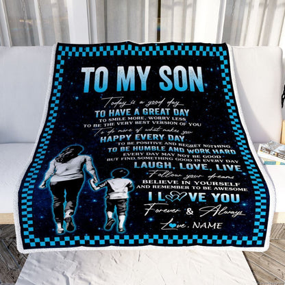 Personalized To My Son Blanket From Mom Dad Mother Every Day Laugh Love Live Blanket, Mother's Day Blanket, Presents For Her