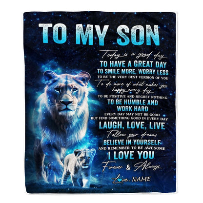 Personalized To My Son Lion Blanket From Mom Mother Today Is A Good Day Blanket, Mother's Day Blanket, Presents For Her