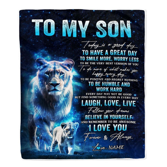 Personalized To My Son Lion Blanket From Mom Mother Today Is A Good Day Blanket, Mother's Day Blanket, Presents For Her