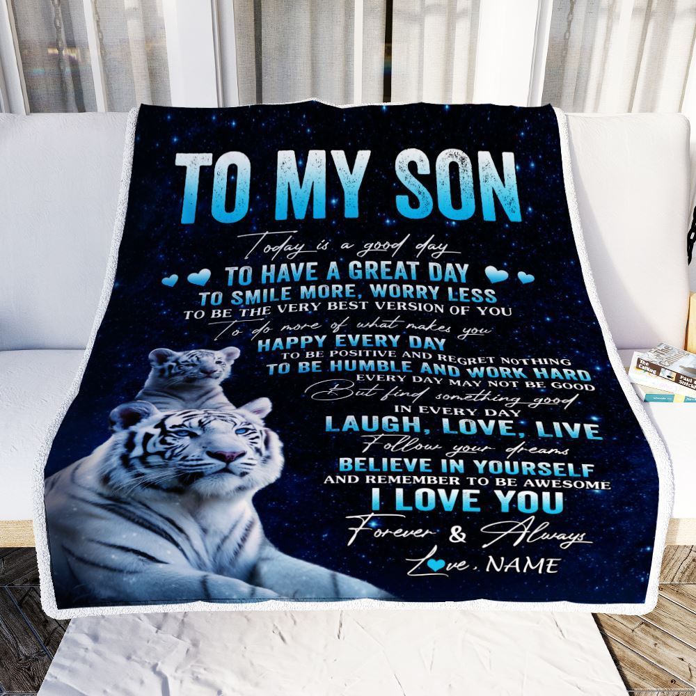 Personalized To My Son Tiger Blanket From Mom Dad Mother Today Is A Good Day Blanket, Mother's Day Blanket, Presents For Her