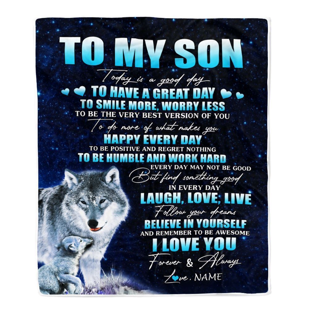 Personalized To My Son Wolf Blanket From Mom Dad Mother Today Is A Good Day Blanket, Mother's Day Blanket, Presents For Her