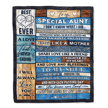Personalized To My Special Aunt Blanket From Niece Nephew Wood Letter Blanket, Mother's Day Blanket, Presents For Her