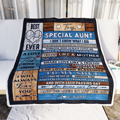 Personalized To My Special Aunt Blanket From Niece Nephew Wood Letter Blanket, Mother's Day Blanket, Presents For Her