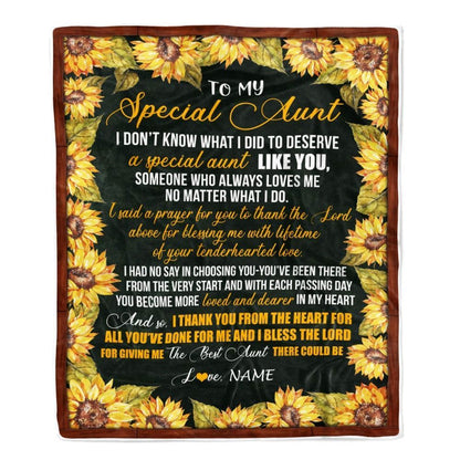 Personalized To My Special Aunt Blanket from Niece Nephew Thank you Blanket, Mother's Day Blanket, Presents For Her