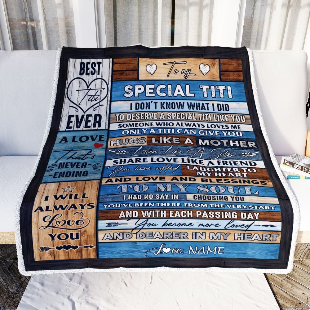 Personalized To My Special Titi Blanket From Niece Nephew Wood Letter Blanket, Mother's Day Blanket, Presents For Her