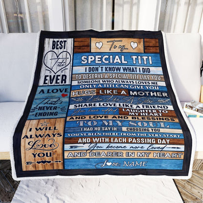 Personalized To My Special Titi Blanket From Niece Nephew Wood Letter Blanket, Mother's Day Blanket, Presents For Her