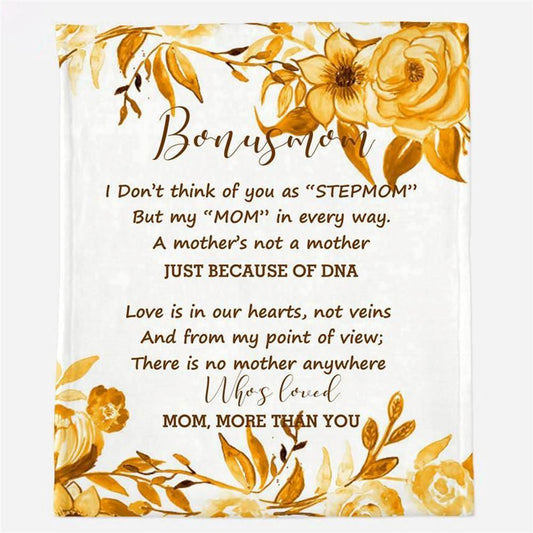 Personalized To My Step Up Mom Blanket Love Is In Our Heart Flowers Gifts For Stepfamily Day Blanket, Mother's Day Blanket, Birthday Gift