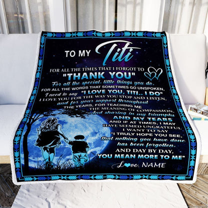 Personalized To My Titi Blanket From Nephew Thank You Day By Day Blanket, Mother's Day Blanket, Presents For Her