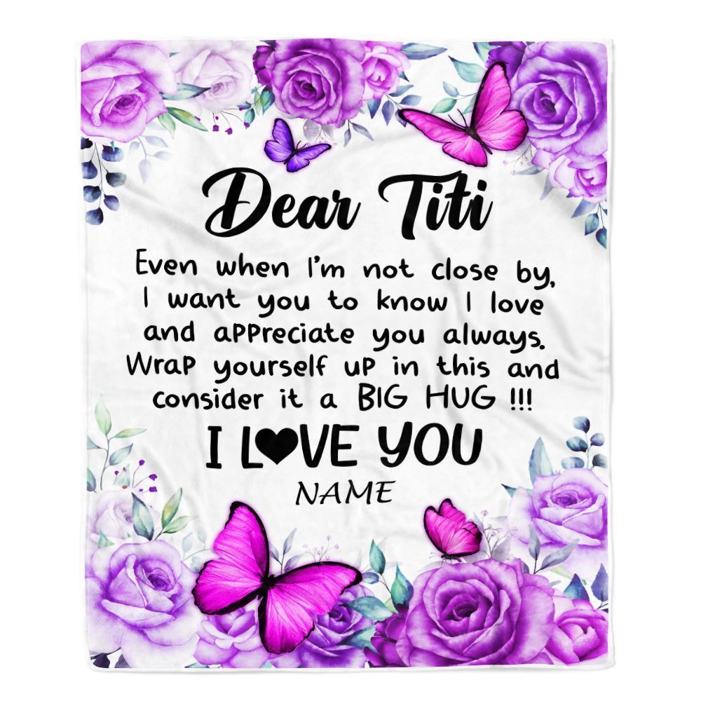 Personalized To My Titi Blanket From Niece Nephew Butterfly Love And Appreciate Blanket, Mother's Day Blanket, Presents For Her