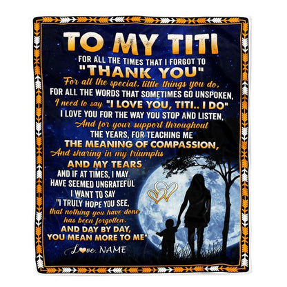 Personalized To My Titi Blanket From Niece Nephew Thank You Grateful Love Blanket, Mother's Day Blanket, Presents For Her