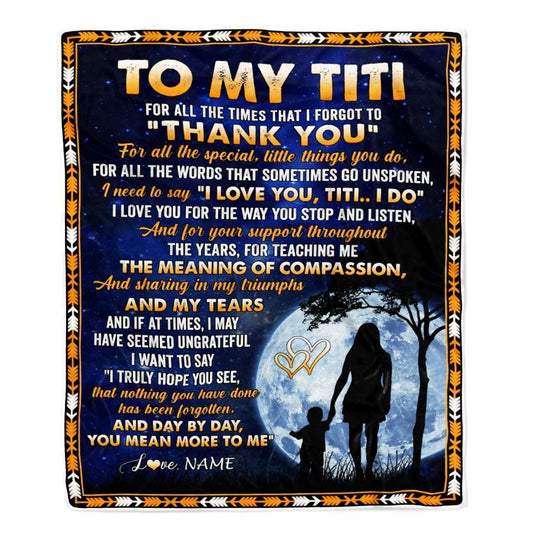 Personalized To My Titi Blanket From Niece Nephew Thank You Grateful Love Blanket, Mother's Day Blanket, Presents For Her