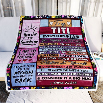 Personalized To My Titi Blanket From Niece Nephew Wood Everything I Am You Helped Me To Be Blanket, Mother's Day Blanket, Presents For Her