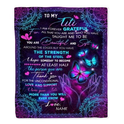 Personalized To My Titi Blanket From Niece Nephew You Are Beautiful Butterfly Blanket, Mother's Day Blanket, Presents For Her