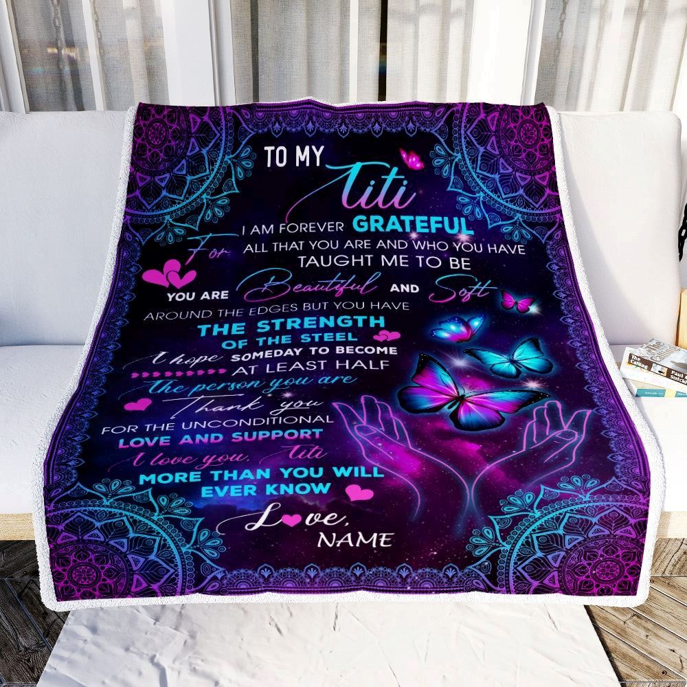 Personalized To My Titi Blanket From Niece Nephew You Are Beautiful Butterfly Blanket, Mother's Day Blanket, Presents For Her