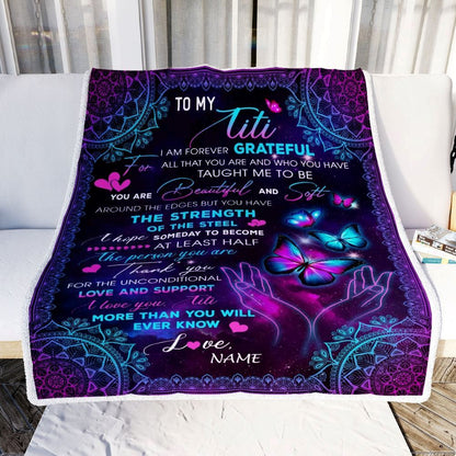 Personalized To My Titi Blanket From Niece Nephew You Are Beautiful Butterfly Blanket, Mother's Day Blanket, Presents For Her