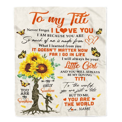 Personalized To My Titi Blanket From Niece Sunflower Never Forget I Love You Blanket, Mother's Day Blanket, Presents For Her