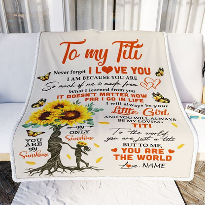 Personalized To My Titi Blanket From Niece Sunflower Never Forget I Love You Blanket, Mother's Day Blanket, Presents For Her