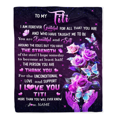 Personalized To My Titi Blanket From Niece Thank You For Love Butterfly Blanket, Mother's Day Blanket, Presents For Her