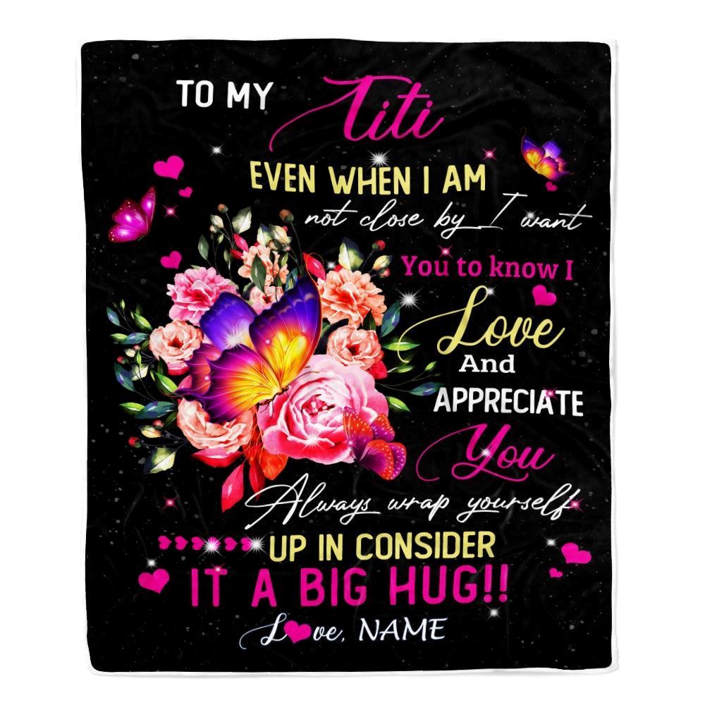 Personalized To My Titi From Niece Nephew Blanket It A Big Hug I Love You Blanket, Mother's Day Blanket, Presents For Her