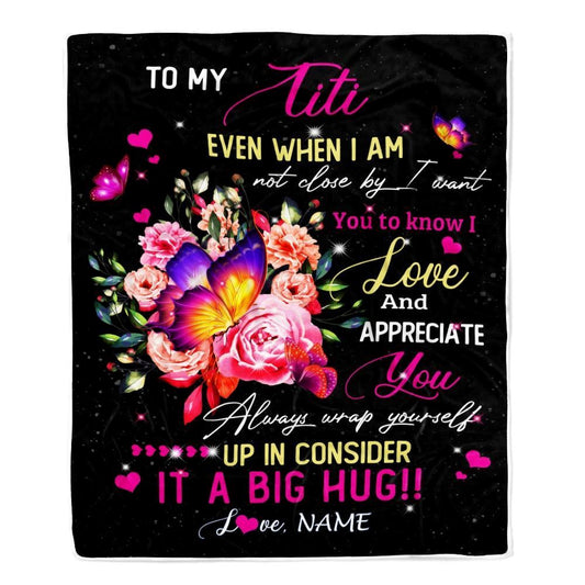 Personalized To My Titi From Niece Nephew Blanket It A Big Hug I Love You Blanket, Mother's Day Blanket, Presents For Her