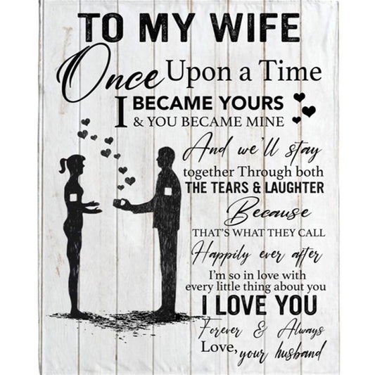 Personalized To My Wife Blankets Love Valentines Day Black Fleece Blanket, Home Decor