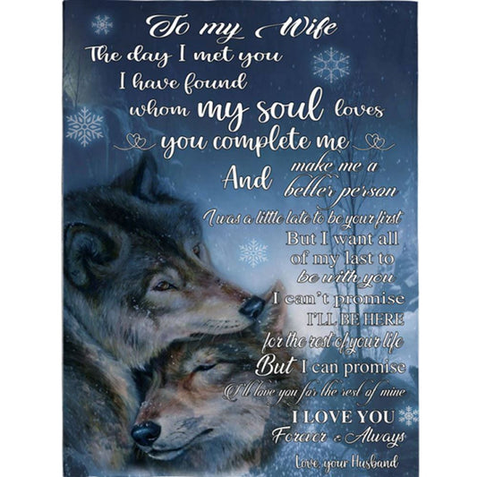 Personalized To My Wife I Love You Forever Always Wolf Christmas Gift Ideas From Husband Blanket, Home Decor
