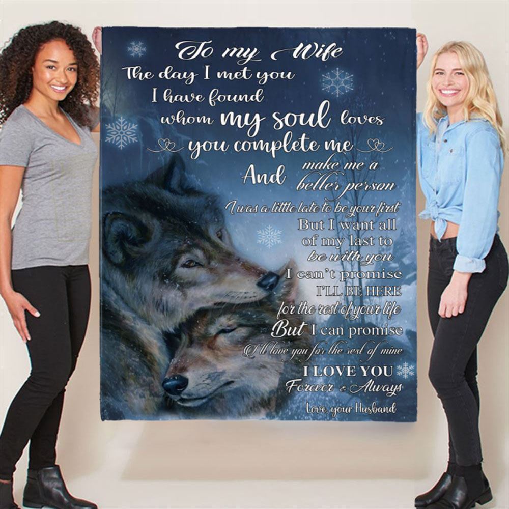 Personalized To My Wife I Love You Forever Always Wolf Christmas Gift Ideas From Husband Blanket, Home Decor