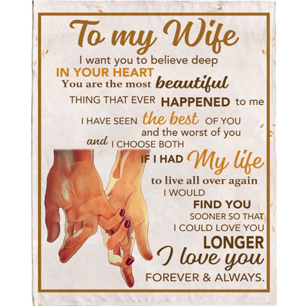 Personalized To My Wife I Love You Forever And Always Hands Blankets White Plush Fleece Blanket, Home Decor