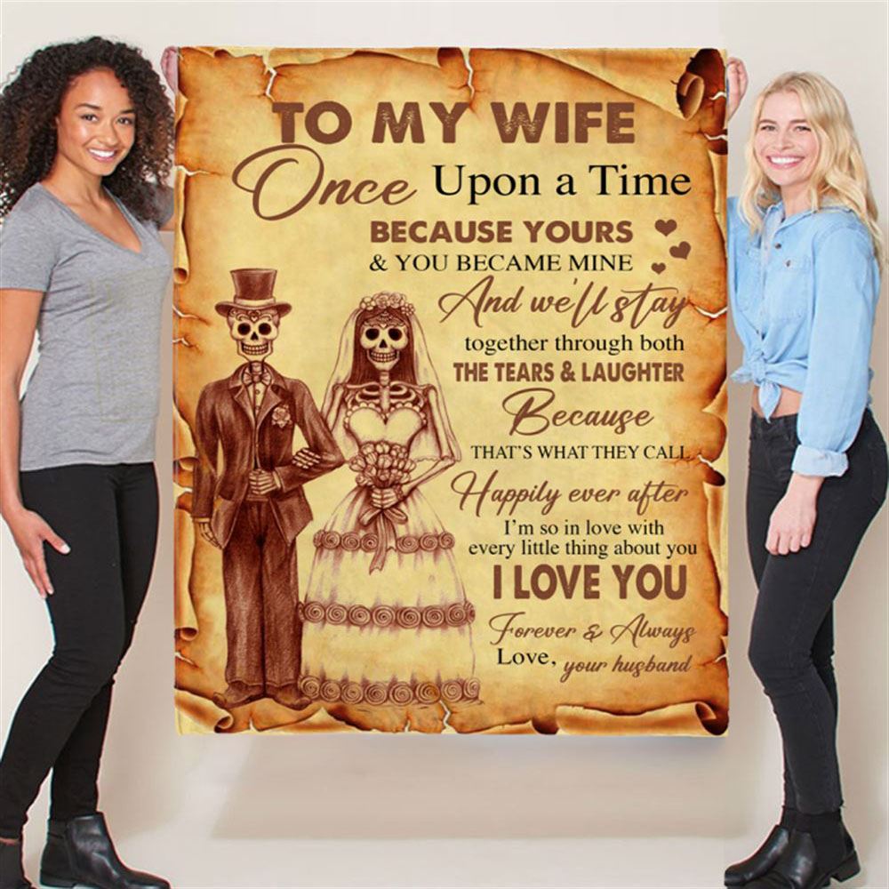 Personalized To My Wife I Love You Skeleton Married Gift Ideas From Husband Halloween Blanket, Home Decor