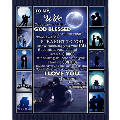 Personalized To My Wife Once Upon A Time God Blessed The Broken Road I Love You Blankets Fleece Blanket, Home Decor