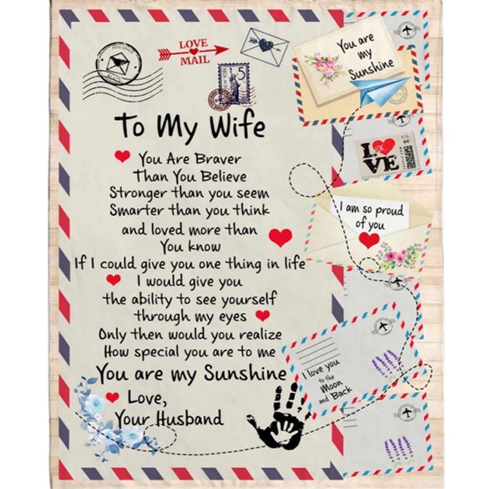Personalized To My Wife You Are Braver Stronger Smarter My Sunshine Special Letter Envelope Fleece Blanket, Home Decor
