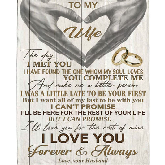 Personalized To My Wife You Make Me Better Person I Love You Forever Always Hand Heart Fleece Blanket, Home Decor
