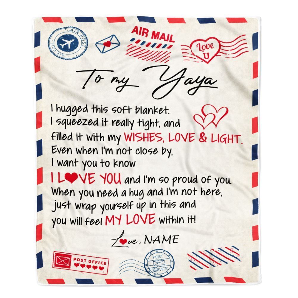 Personalized To My Yaya Blanket From Kids Air Mail Letter I Love You Blanket, Mother's Day Blanket, Presents For Her