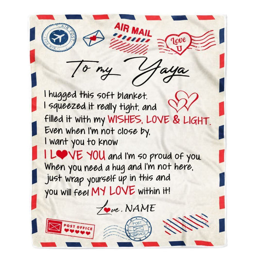 Personalized To My Yaya Blanket From Kids Air Mail Letter I Love You Blanket, Mother's Day Blanket, Presents For Her