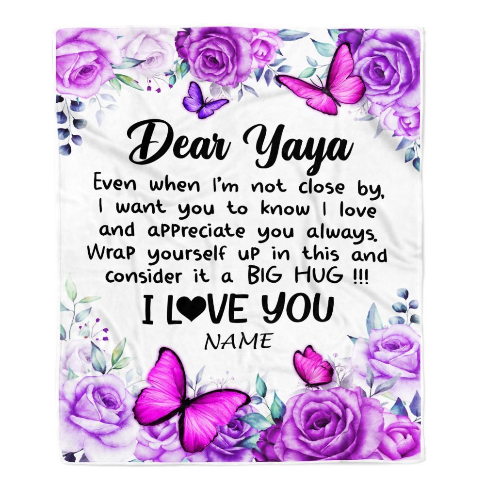 Personalized To My Yaya Blanket From Kids Butterfly Love And Appreciate Blanket, Mother's Day Blanket, Presents For Her