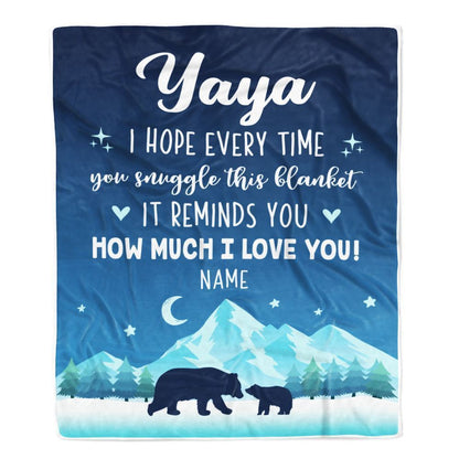 Personalized To My Yaya Blanket From Kids I Hope Every Time Bear Blanket, Mother's Day Blanket, Presents For Her