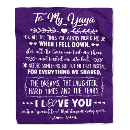 Personalized To My Yaya Blanket From Kids I Love You With A Special Love Blanket, Mother's Day Blanket, Presents For Her