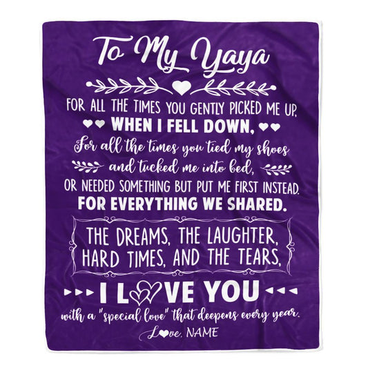 Personalized To My Yaya Blanket From Kids I Love You With A Special Love Blanket, Mother's Day Blanket, Presents For Her