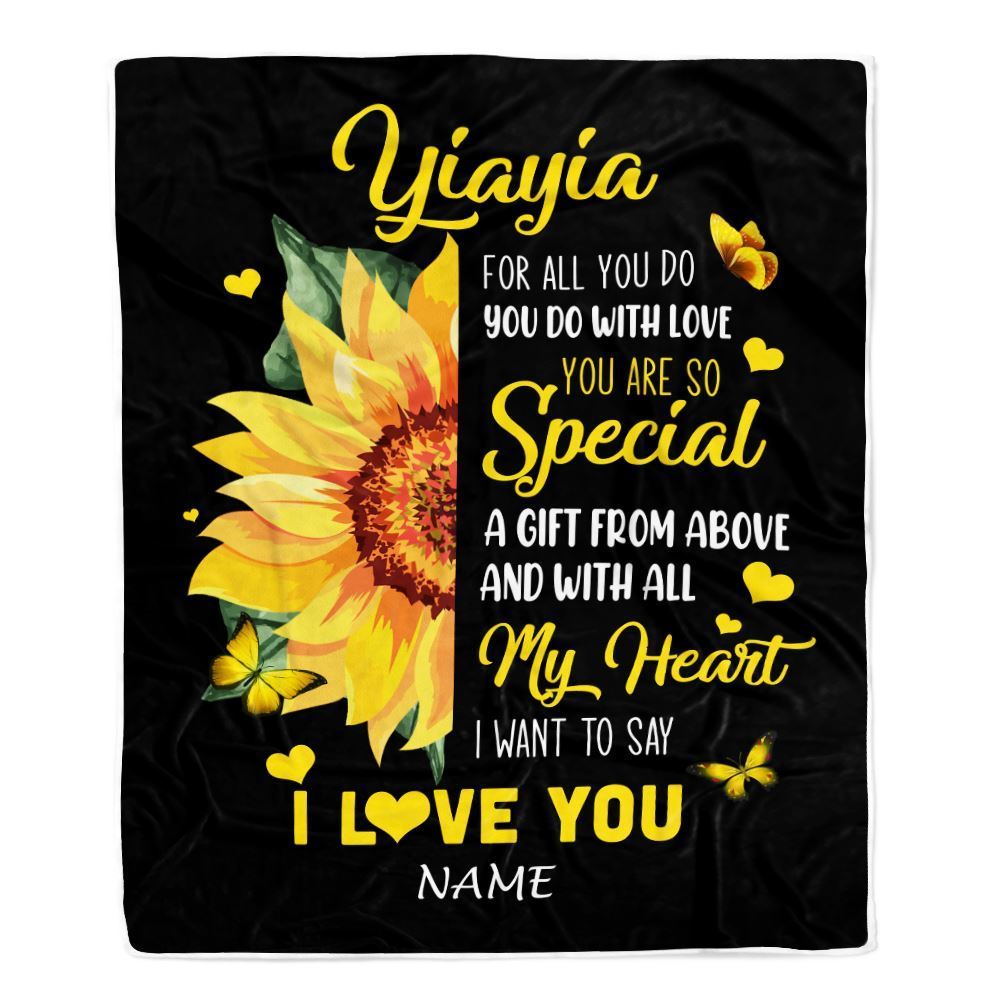 Personalized To My Yiayia Blanket From Grandkids Granddaughter I Want To Say I Love You Blanket, Mother's Day Blanket, Presents For Her