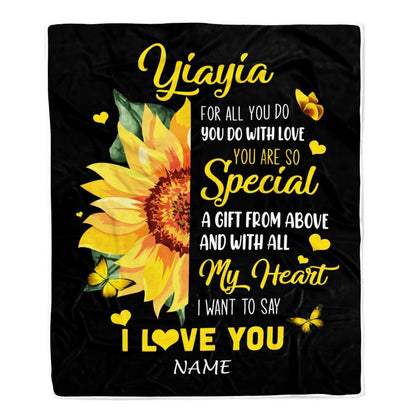 Personalized To My Yiayia Blanket From Grandkids Granddaughter I Want To Say I Love You Blanket, Mother's Day Blanket, Presents For Her