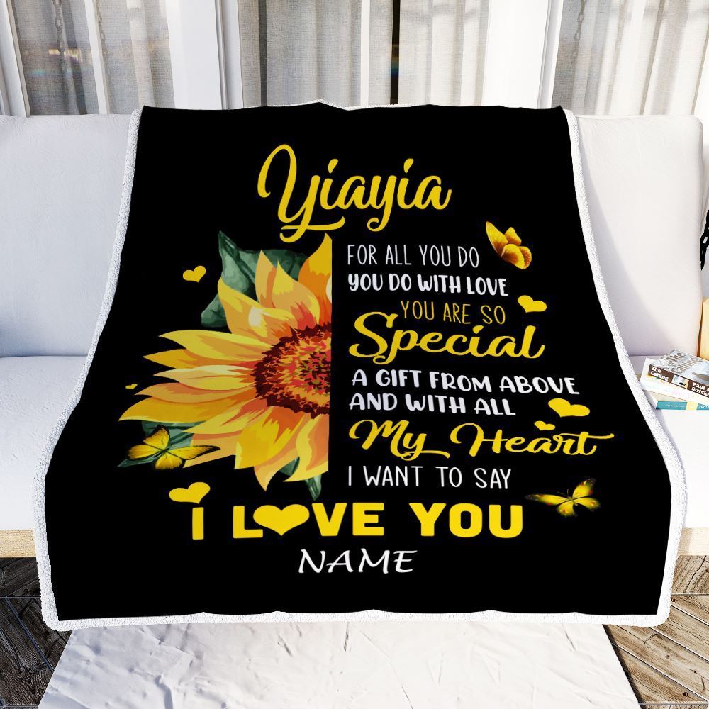 Personalized To My Yiayia Blanket From Grandkids Granddaughter I Want To Say I Love You Blanket, Mother's Day Blanket, Presents For Her