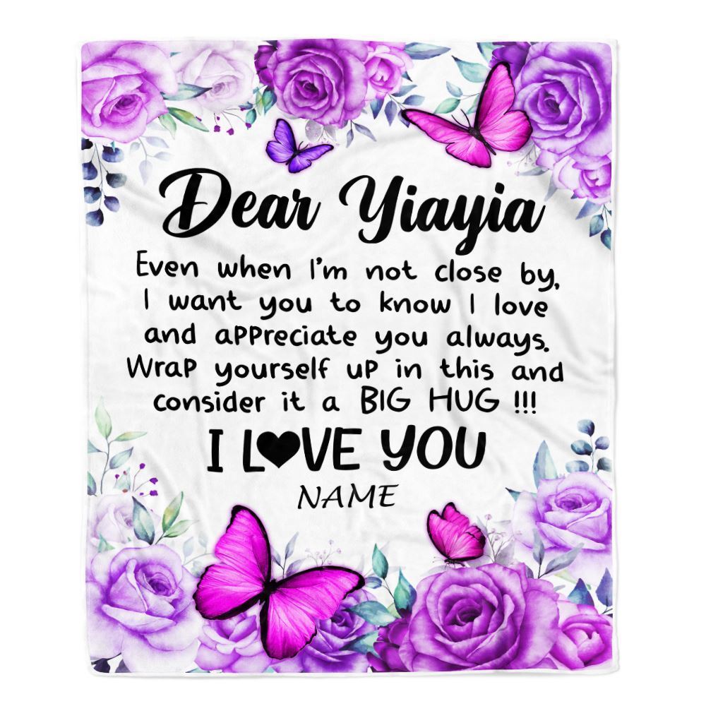Personalized To My Yiayia Blanket From Kids Butterfly Love And Appreciate Blanket, Mother's Day Blanket, Presents For Her