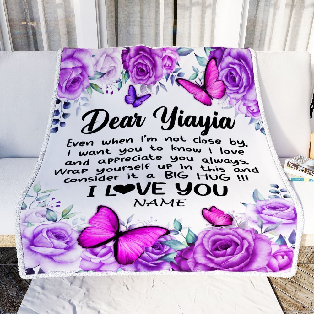 Personalized To My Yiayia Blanket From Kids Butterfly Love And Appreciate Blanket, Mother's Day Blanket, Presents For Her